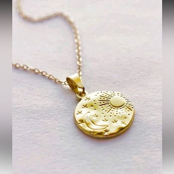 Anthropologie Jewelry - Gold Sun and Moon Pendant Necklace A1497